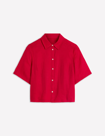 Short Sleeve Linen Shirt-Merida Red
