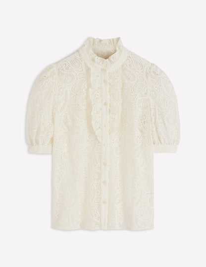 Sasha Short Sleeve Lace Top-Ivory