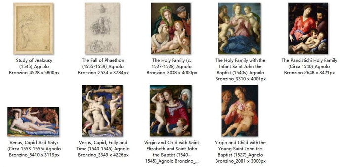 29 Painting Images by Agnolo Bronzino Italian, 1503-1572 - Tibetan Buddhist thangka, detailed view
