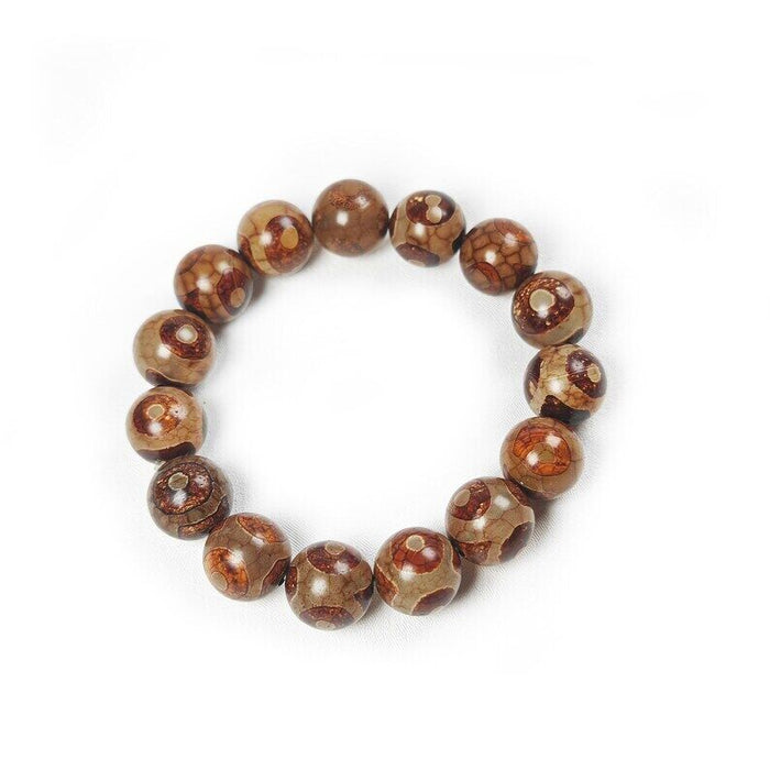 3 Eyes Dzi Beads Bracelet,Wrist Mala,0.55" - Tibetan Buddhist mala beads, view 4