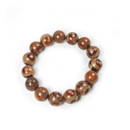 3 Eyes Dzi Beads Bracelet,Wrist Mala,0.55" - Tibetan Buddhist mala beads, view 4
