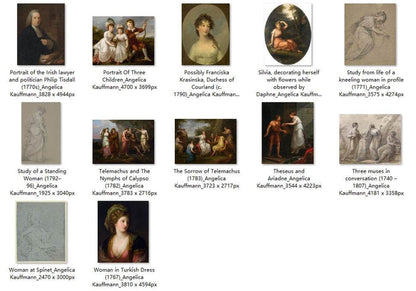 32 Painting Images by Angelica Kauffmann Swiss, 1741 – 1807 - Tibetan Buddhist thangka, detailed view