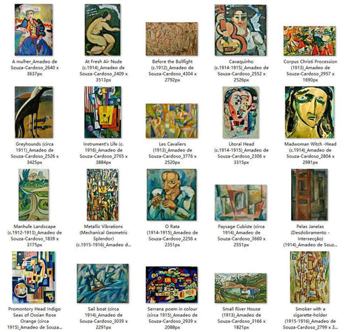 35 Painting Images by Amadeo de Souza-Cardoso Portuguese, 1887 – 1918 - Tibetan Buddhist thangka, front view