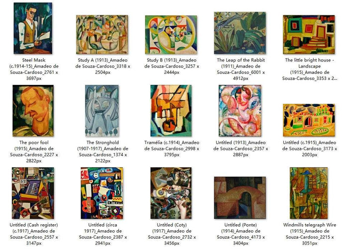 35 Painting Images by Amadeo de Souza-Cardoso Portuguese, 1887 – 1918 - Tibetan Buddhist thangka, detailed view