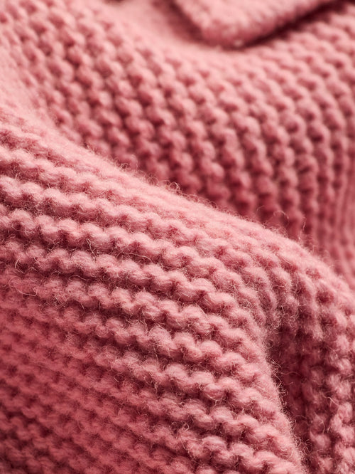 Chunky Collar Knitted Jacket-Blush Pink
