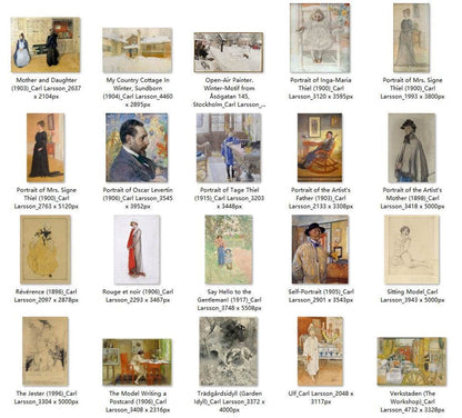 40 Painting Images by Carl Larsson Swedish, 1853-1919 - Tibetan Buddhist thangka, detailed view