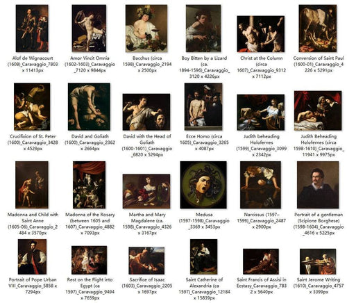 45 Painting Images by Caravaggio Italian, 1571-1610 - Tibetan Buddhist thangka, front view