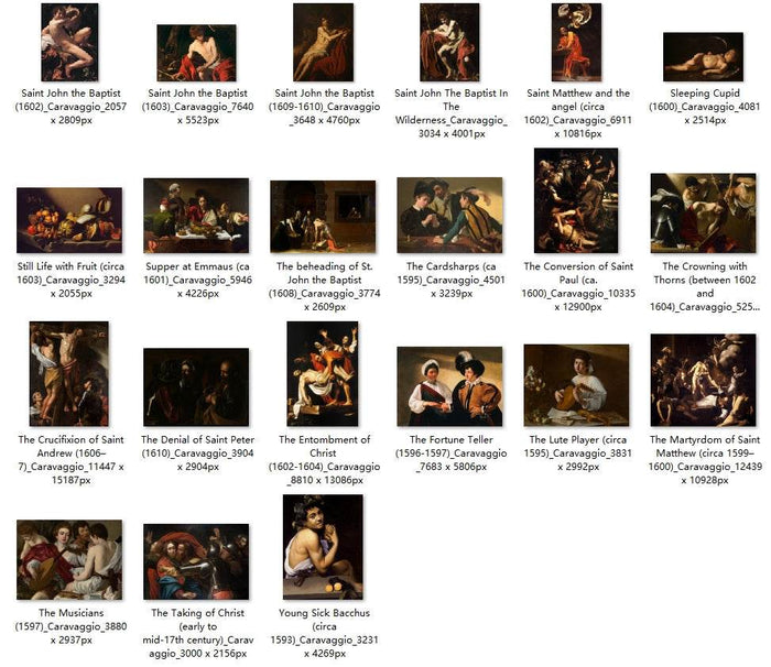 45 Painting Images by Caravaggio Italian, 1571-1610 - Tibetan Buddhist thangka, detailed view