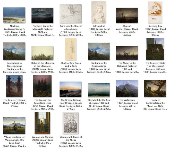 45 Painting Images by Caspar David Friedrich German, 1774-1840 - Tibetan Buddhist thangka, detailed view
