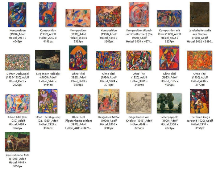50 Painting Images by Adolf Hölzel German, 1853 – 1934 - Tibetan Buddhist thangka, detailed view