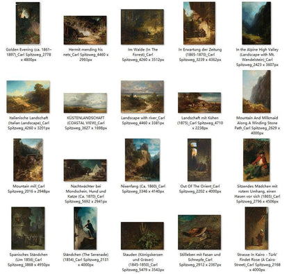 50 Painting Images by Carl Spitzweg German, 1808-1880 - Tibetan Buddhist thangka, detailed view