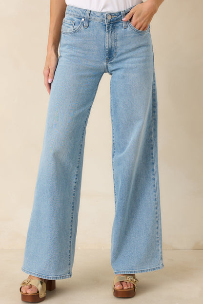 I Have Plans Light Wash Cotton Denim Wide Leg Jeans