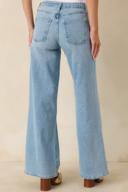I Have Plans Light Wash Cotton Denim Wide Leg Jeans