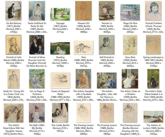 74 Painting Images by Berthe Morisot French, 1841-1895 - Tibetan Buddhist thangka, detailed view