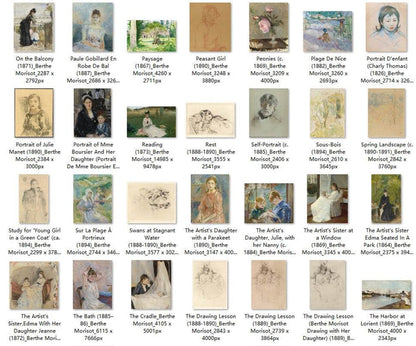 74 Painting Images by Berthe Morisot French, 1841-1895 - Tibetan Buddhist thangka, detailed view