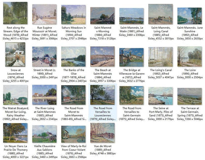 81 Painting Images by Alfred Sisley French, 1840-1899 - Tibetan Buddhist thangka, close-up detail