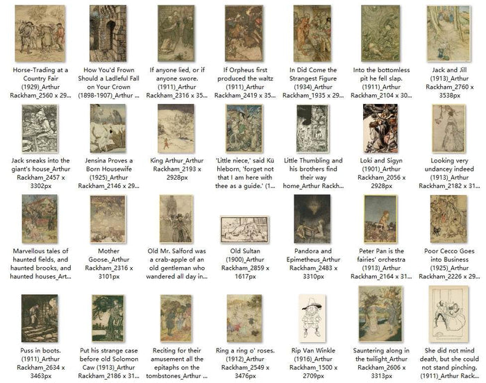 98 Painting Images by Arthur Rackham English, 1867-1939 - Tibetan Buddhist thangka, detailed view