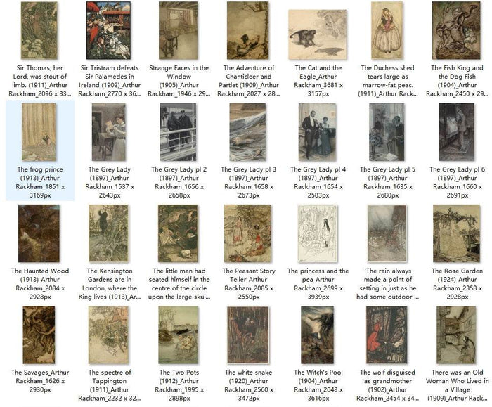 98 Painting Images by Arthur Rackham English, 1867-1939 - Tibetan Buddhist thangka, close-up detail