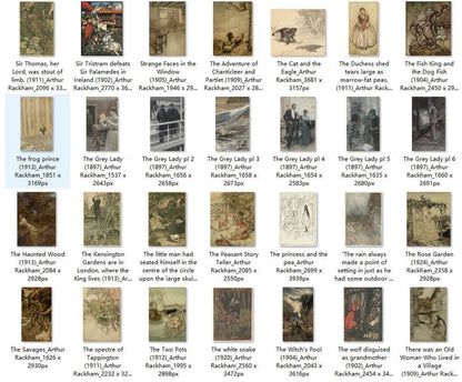 98 Painting Images by Arthur Rackham English, 1867-1939 - Tibetan Buddhist thangka, close-up detail
