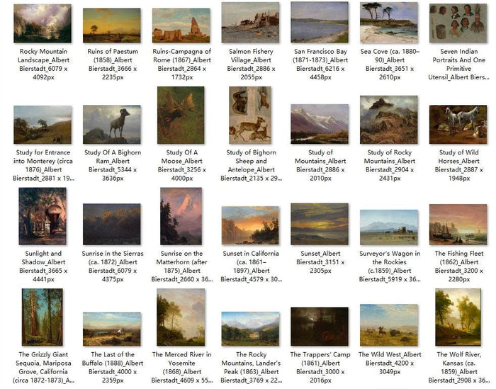 99 Painting Images by Albert Bierstadt American, 1830-1902 - Tibetan Buddhist thangka, close-up detail