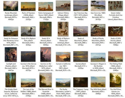 99 Painting Images by Albert Bierstadt American, 1830-1902 - Tibetan Buddhist thangka, close-up detail