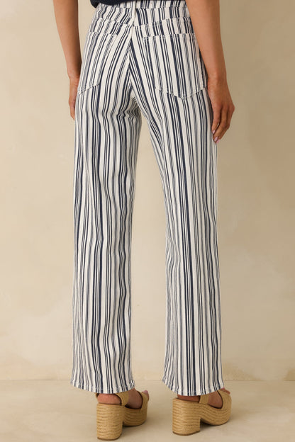 Boardwalk Bound Navy Stripe Cotton Wide Leg Pants
