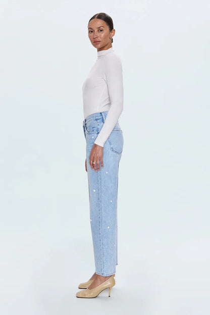 PISTOLA Lexi Mid Rise Bowed Straight Women's Jeans