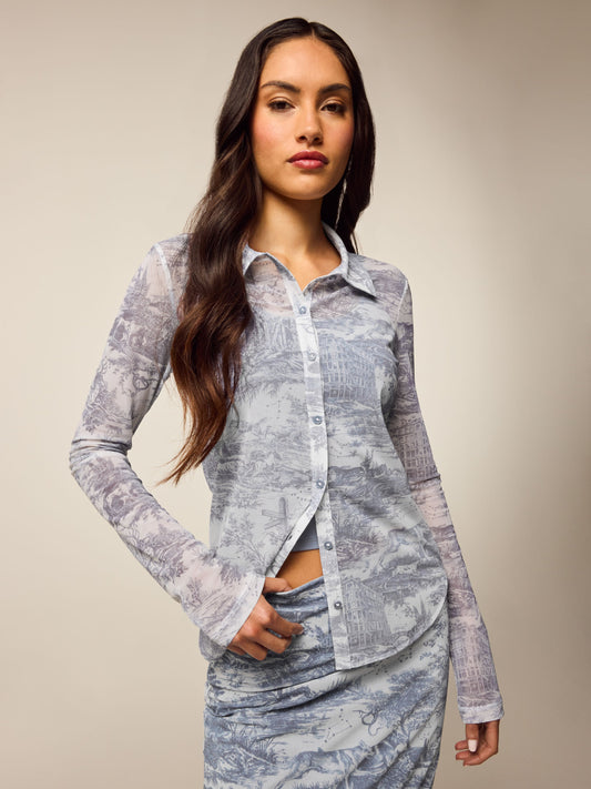 Huntress Toile Mesh Button-Down Shirt