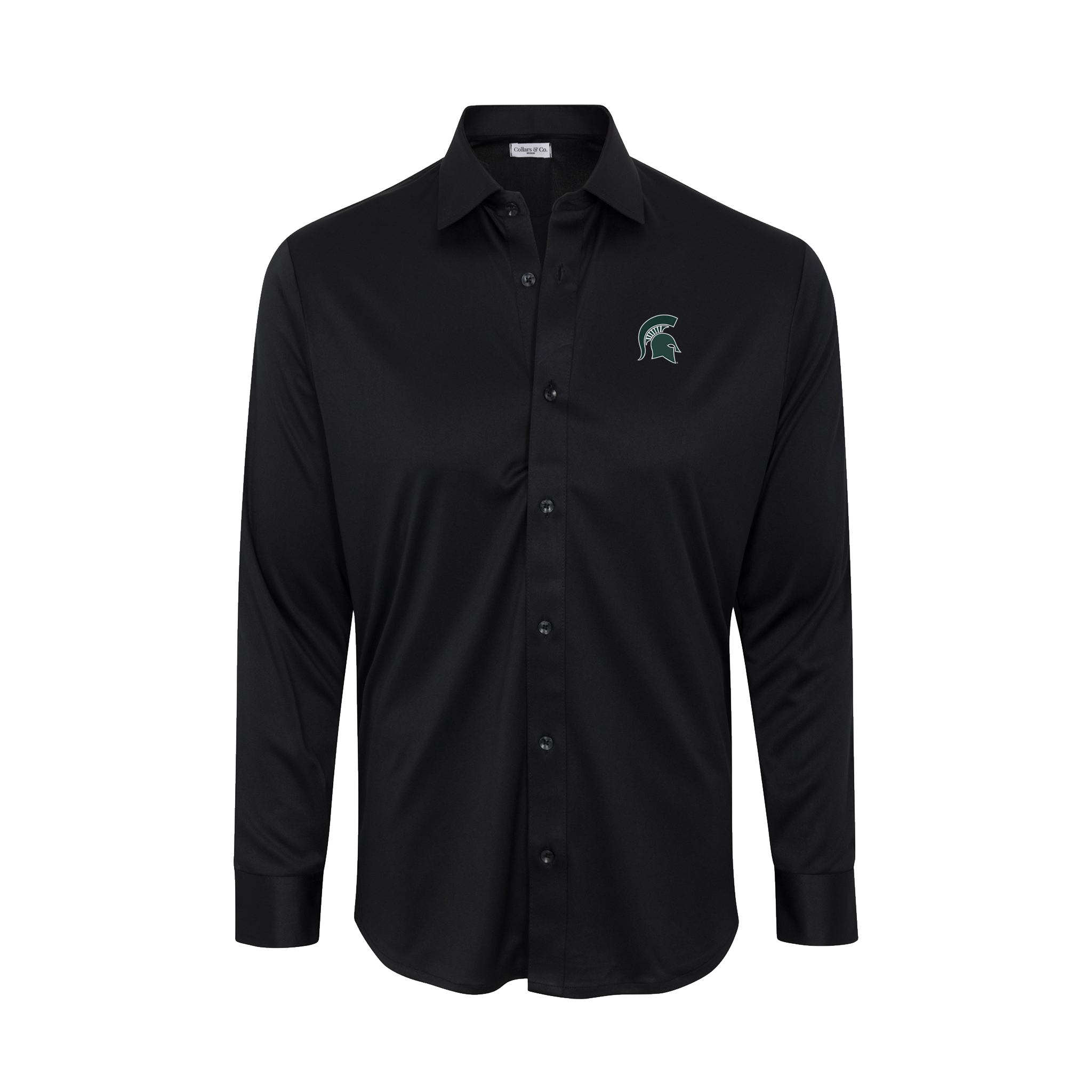 Michigan State Quattro Flex Dress Shirt with Semi-Spread Collar Black