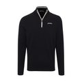 Michigan State Black with White Trim Luxury Touch Cotton and Cashmere Quarter Zip Sweater