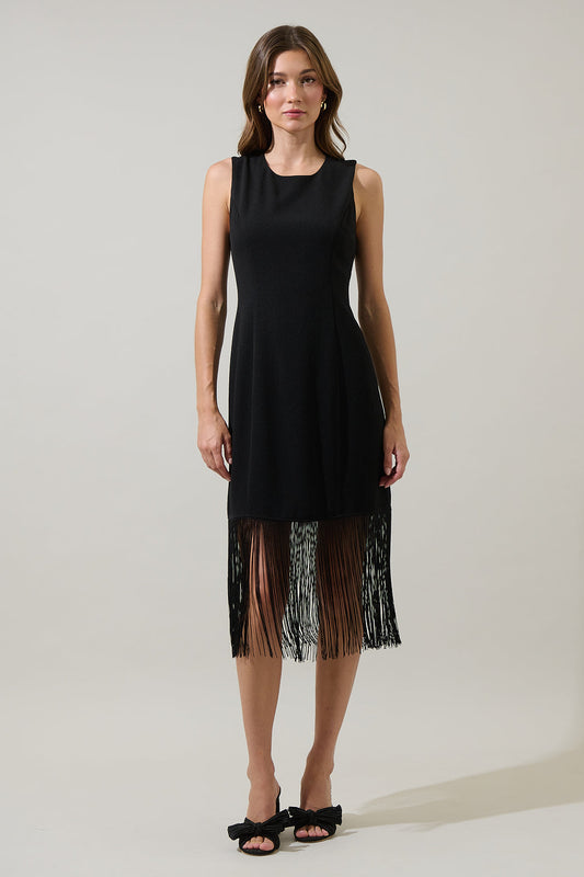 Ardena Sleeveless Fringe Midi Dress