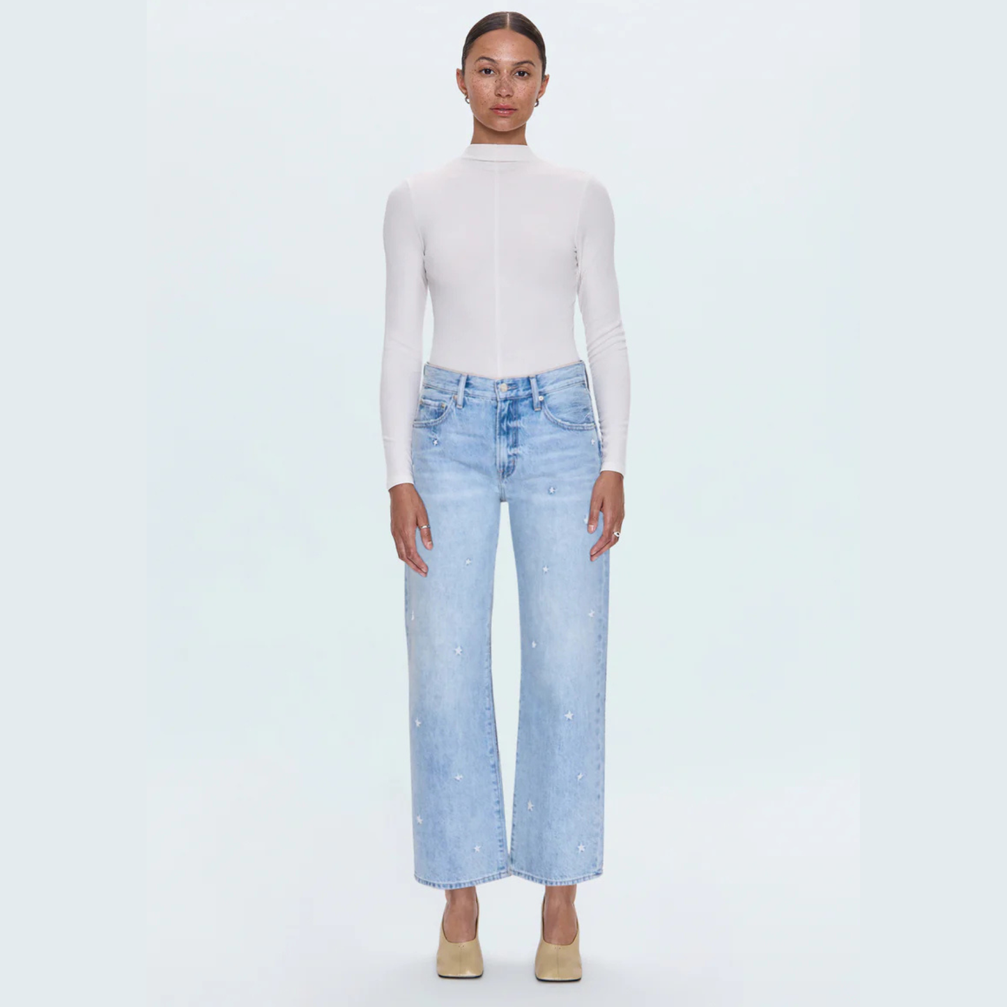 PISTOLA Lexi Mid Rise Bowed Straight Women's Jeans