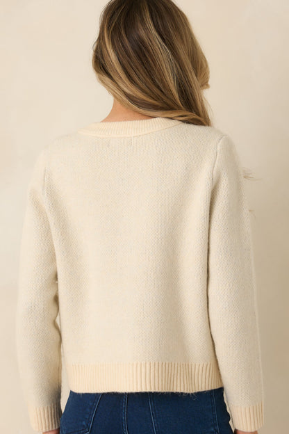 Goes Without Saying Natural Multi Knit Argyle Button Up Cardigan Sweater