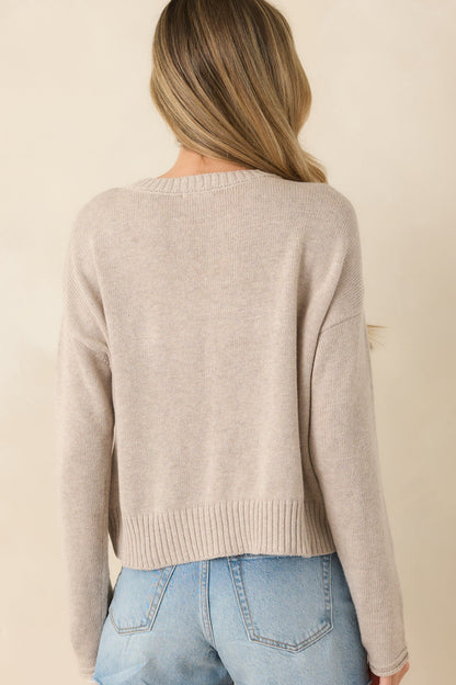 Z Supply Natural Heather Beach Embroidered Sweater