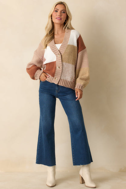 Down To Earth Taupe Knit Button Up Cardigan Sweater