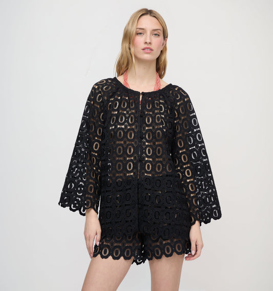 The Kaya Short - Black Broderie