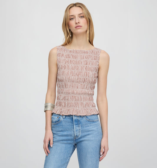 The Phoebe Nap Top - Cognac Gingham