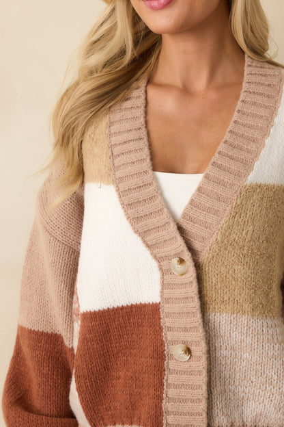 Down To Earth Taupe Knit Button Up Cardigan Sweater