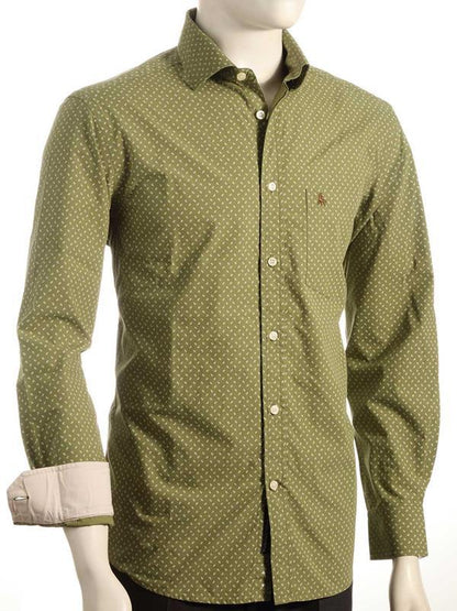 Aaron Green Printed Full sleeve single cuff   Cotton Shirt