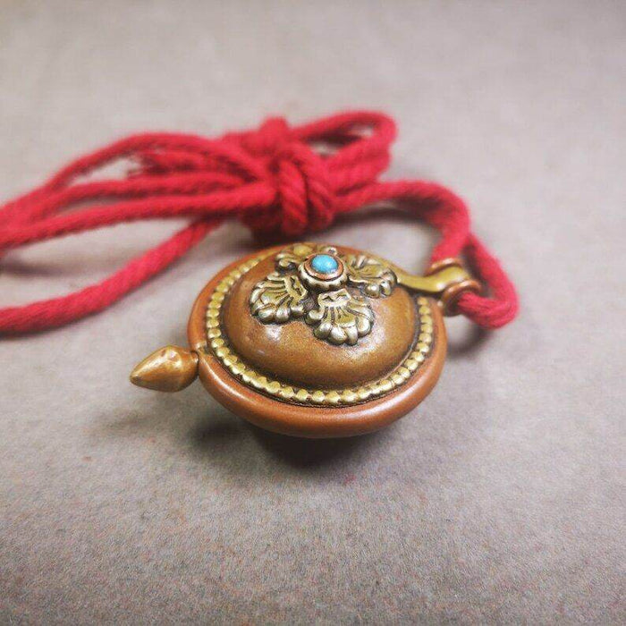 Acient Gau Ghau Shrine, Tibetan Buddhist Altar Amulet Pendant - Tibetan Buddhist amulet, close-up detail