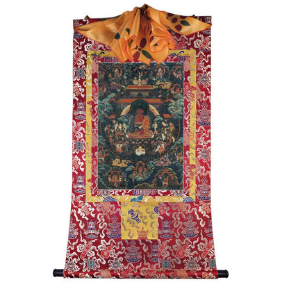 Amitabha - 18th Century Old Version - Tibetan thangka painting, detailed view
