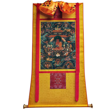Amitabha - 18th Century Old Version - Tibetan thangka painting, view 6
