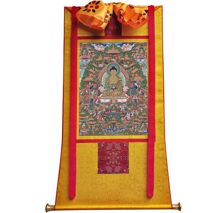 Amitabha in Pure Land - Tibetan thangka painting, view 6