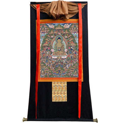 Amitabha in Pure Land - Tibetan thangka painting, view 8