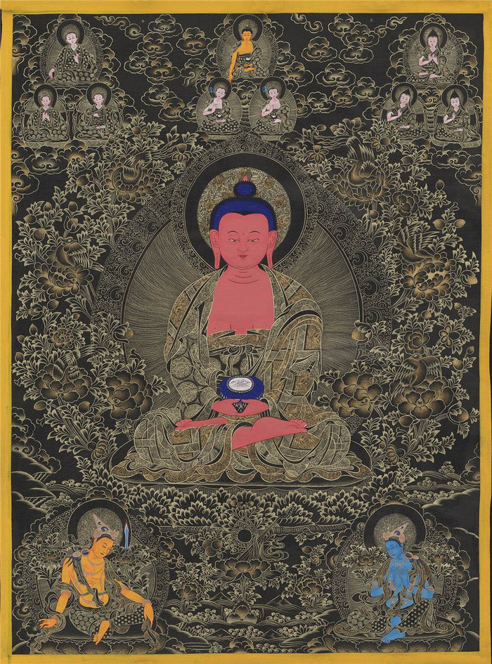 Amitabha Thangka - Tibetan thangka painting, front view