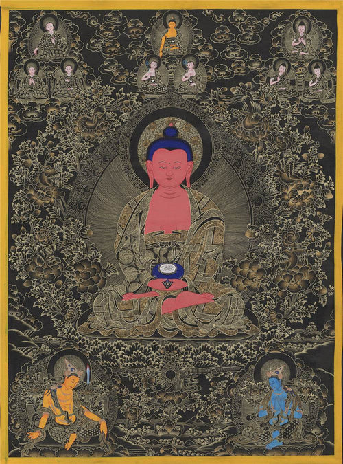 Amitabha Thangka - Tibetan thangka painting, front view
