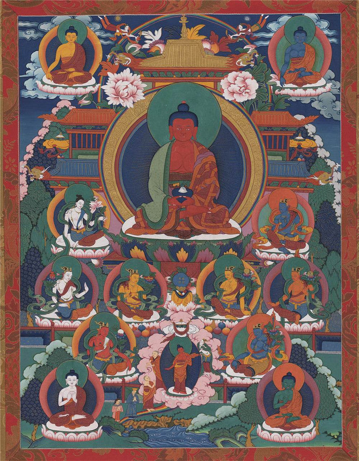 Amitabha Thangka - Tibetan thangka painting, front view