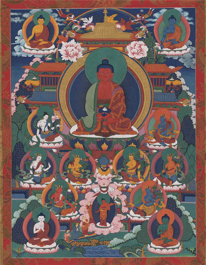 Amitabha Thangka - Tibetan thangka painting, front view