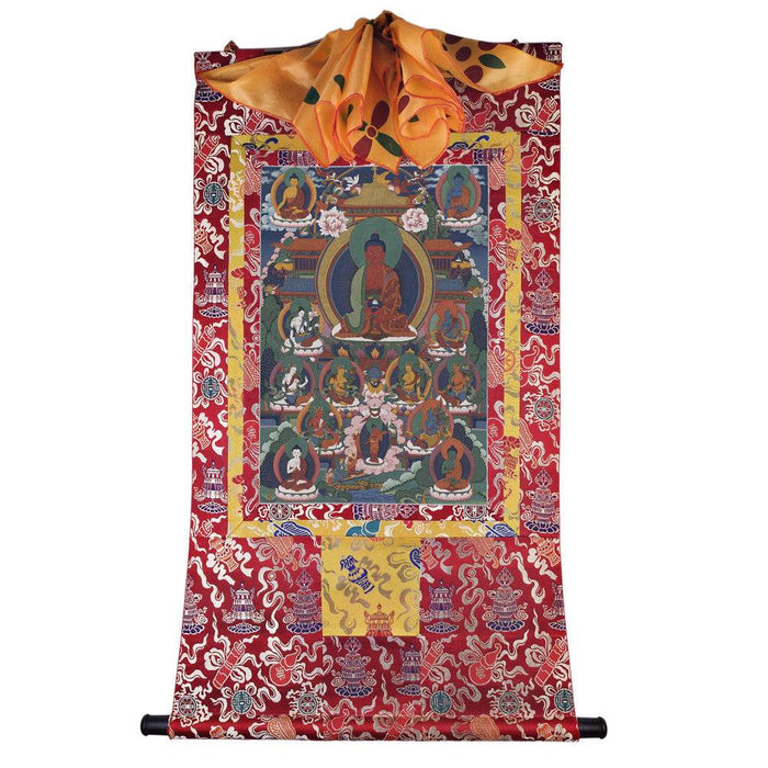 Amitabha Thangka - Tibetan thangka painting, detailed view