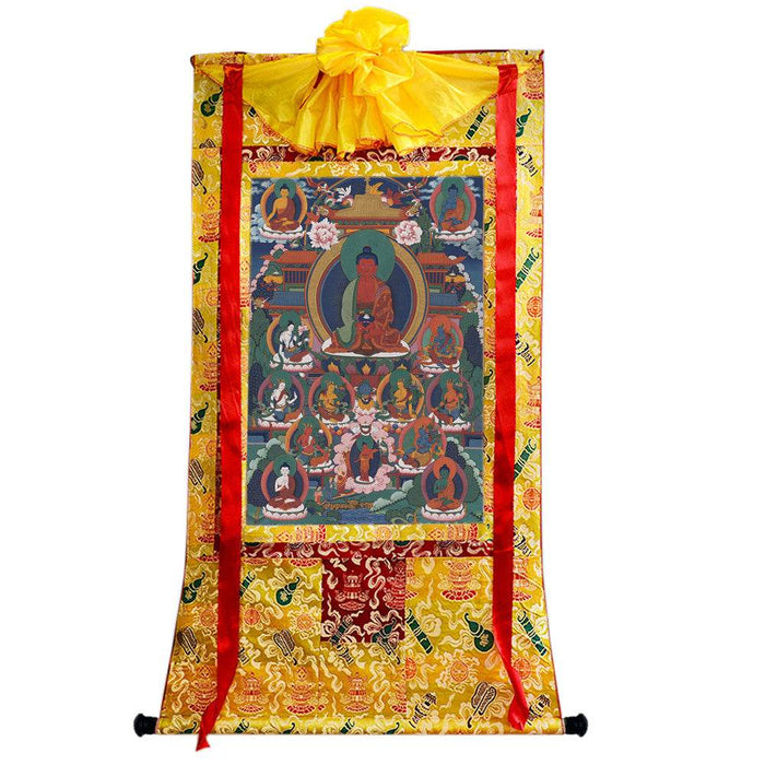 Amitabha Thangka - Tibetan thangka painting, close-up detail